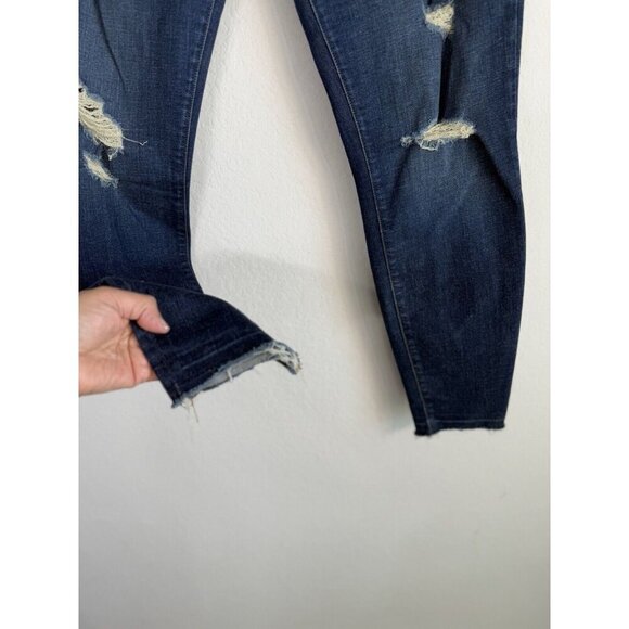 J‎ Brand Cropped Jeans Women's 31 Blue Demen Trou Mid Rise Dark Wash Distressed - Picture 3 of 10